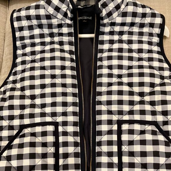 J. Crew Mercantile Women's Vest Quilted Blue White Gingham Check Size Large - Picture 6 of 8